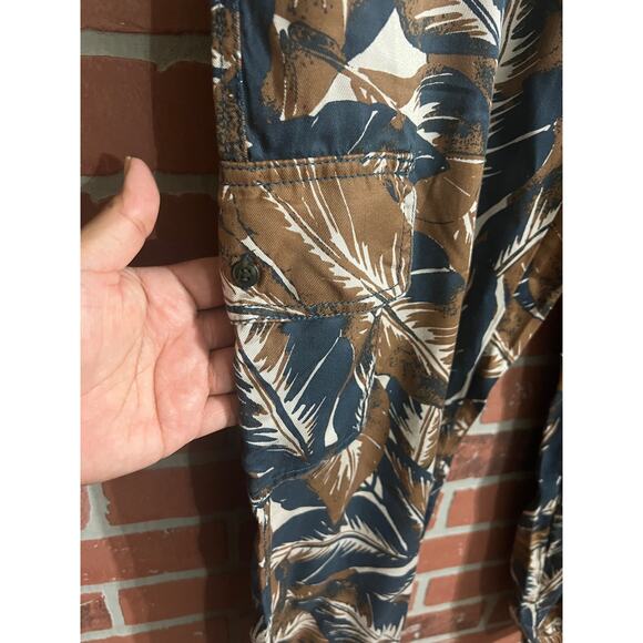 Nicole Miller New York Blue & Brown Drawstring Cargo Harem Jogger Pants - Picture 5 of 10